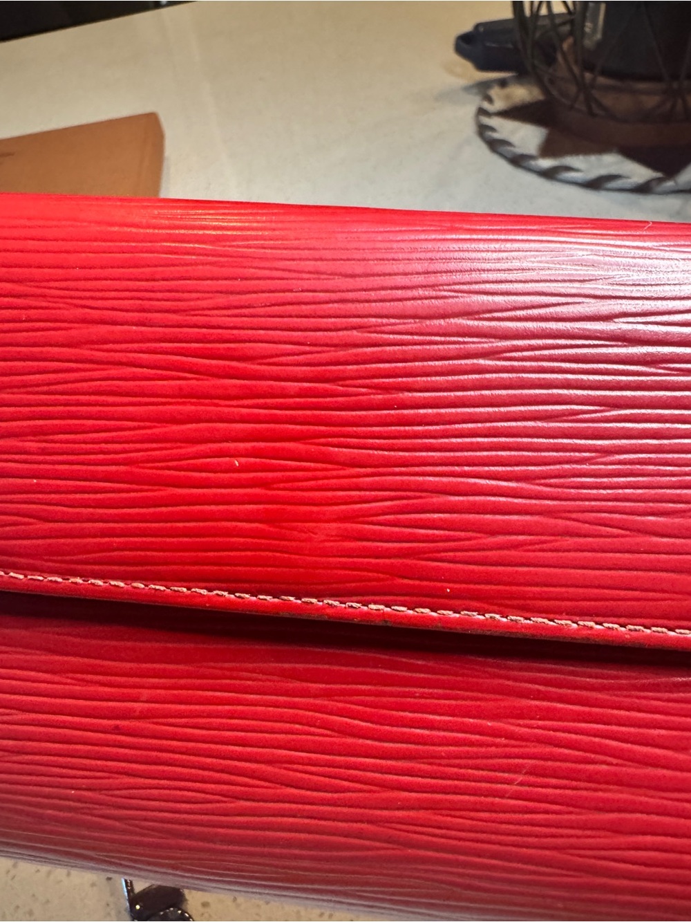 Louis Vuitton Red Textured Leather Clutch